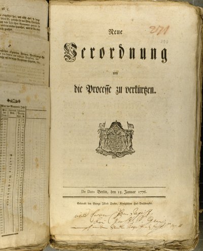 Juridische Procedure van 1776 door German School